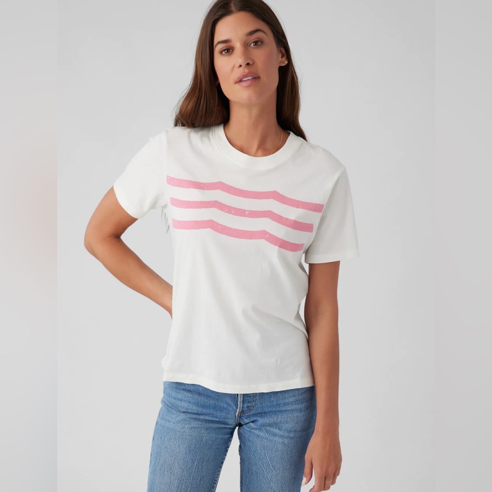 Sol Angeles White and Pink Short Sleeve Tee